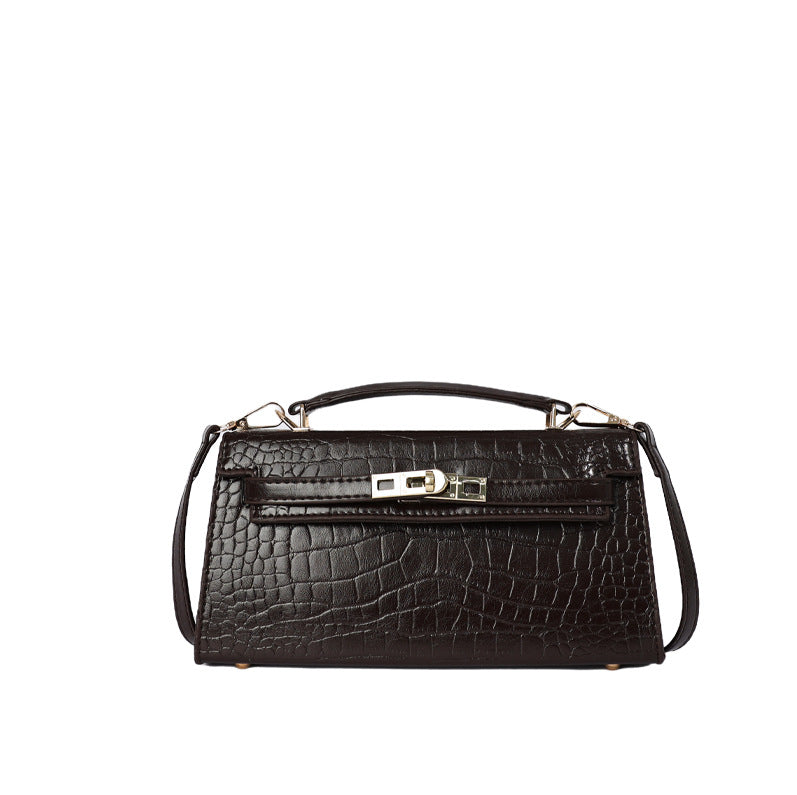 Crocodile Pattern Kelly Bag, Women Shoulder Crossbody Purse