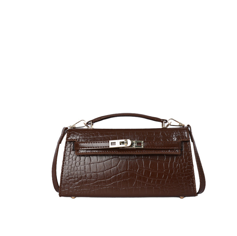 Crocodile Pattern Kelly Bag, Women Shoulder Crossbody Purse