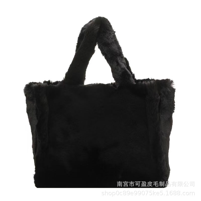 Plush Tote Bag, Large Capacity Shoulder Underarm Bag