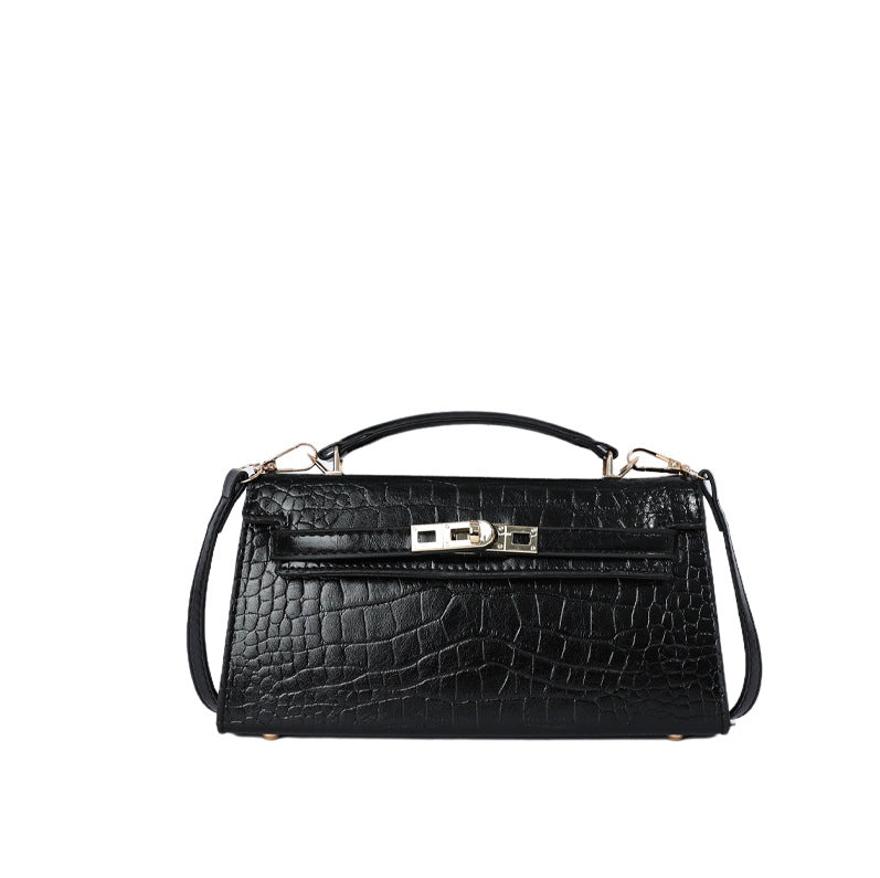 Crocodile Pattern Kelly Bag, Women Shoulder Crossbody Purse