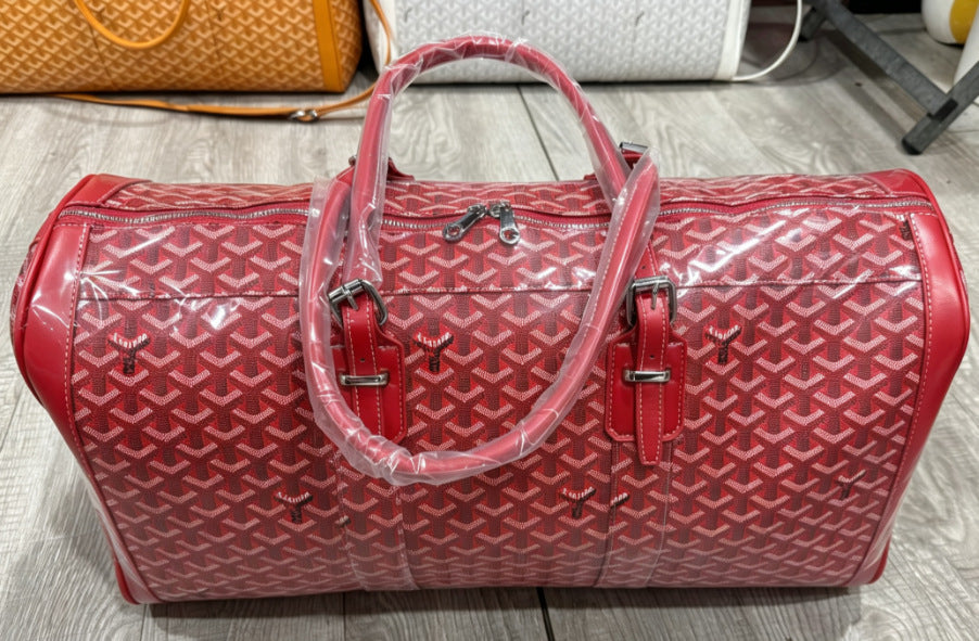 Goyard Style Printed Travel Duffle Bag