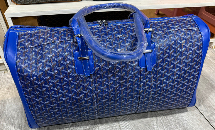 Goyard Style Printed Travel Duffle Bag