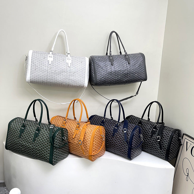 Goyard Style Printed Travel Duffle Bag