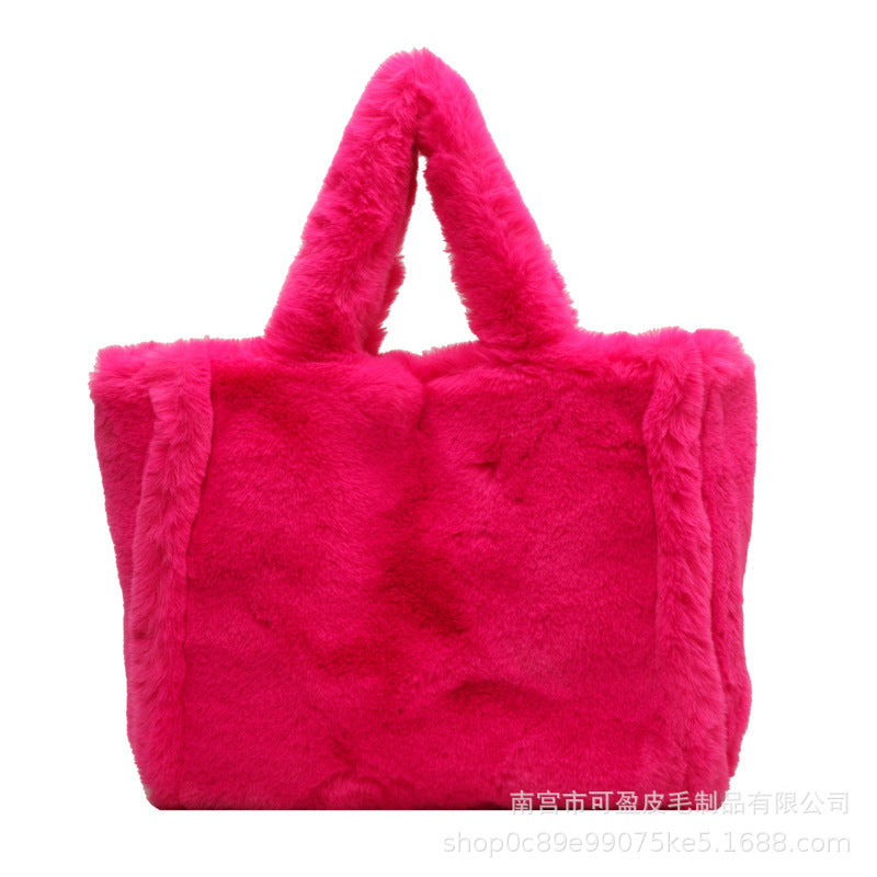 Plush Tote Bag, Large Capacity Shoulder Underarm Bag