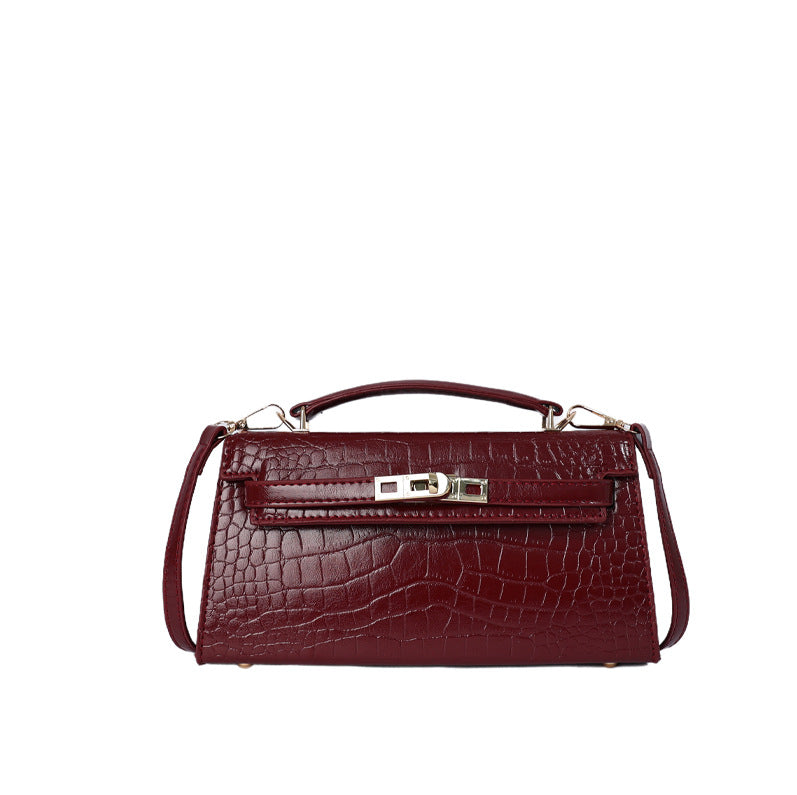 Crocodile Pattern Kelly Bag, Women Shoulder Crossbody Purse